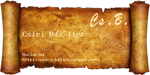 Csiri Bálint névjegykártya
