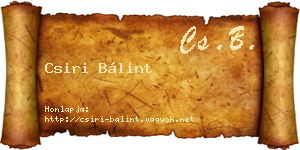 Csiri Bálint névjegykártya